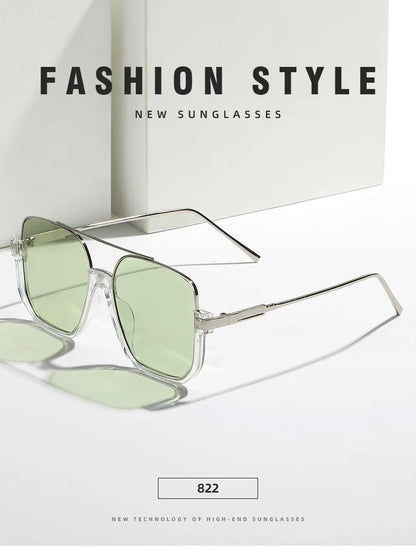 Retro Pilot Metal Sunglasses – Korean Style Square UV400 Shades for Women