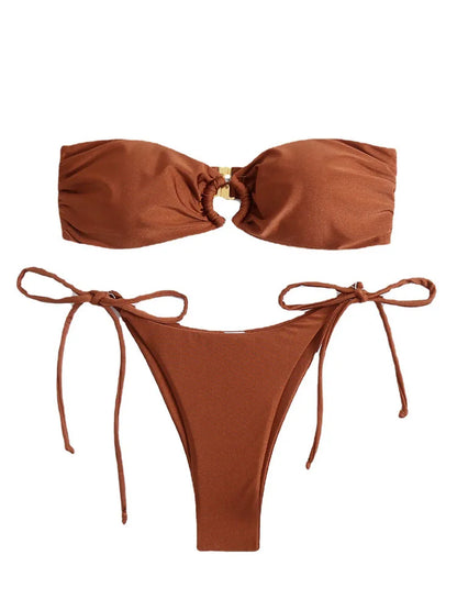 Sexy Push Up Bikini Set – Women’s Solid Two Piece Swimsuit