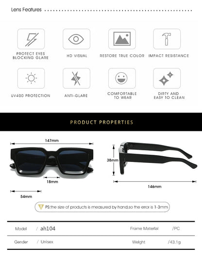 Retro Small Square Sunglasses – Vintage Designer UV400 Shades