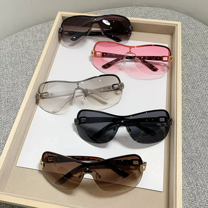 Trendy Y2K Oval Sunglasses – Colorful Mirror Punk Fashion Shades