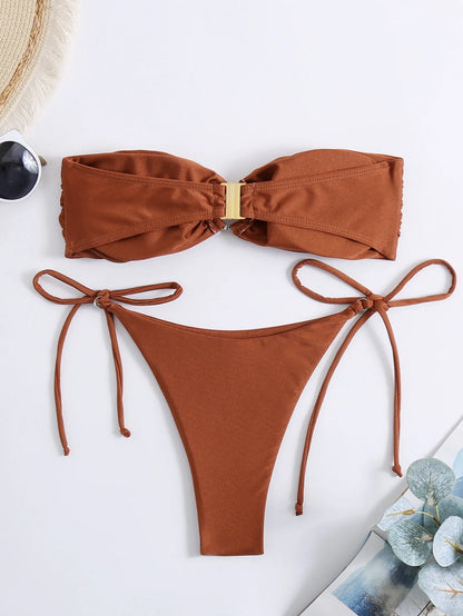 Sexy Push Up Bikini Set – Women’s Solid Two Piece Swimsuit