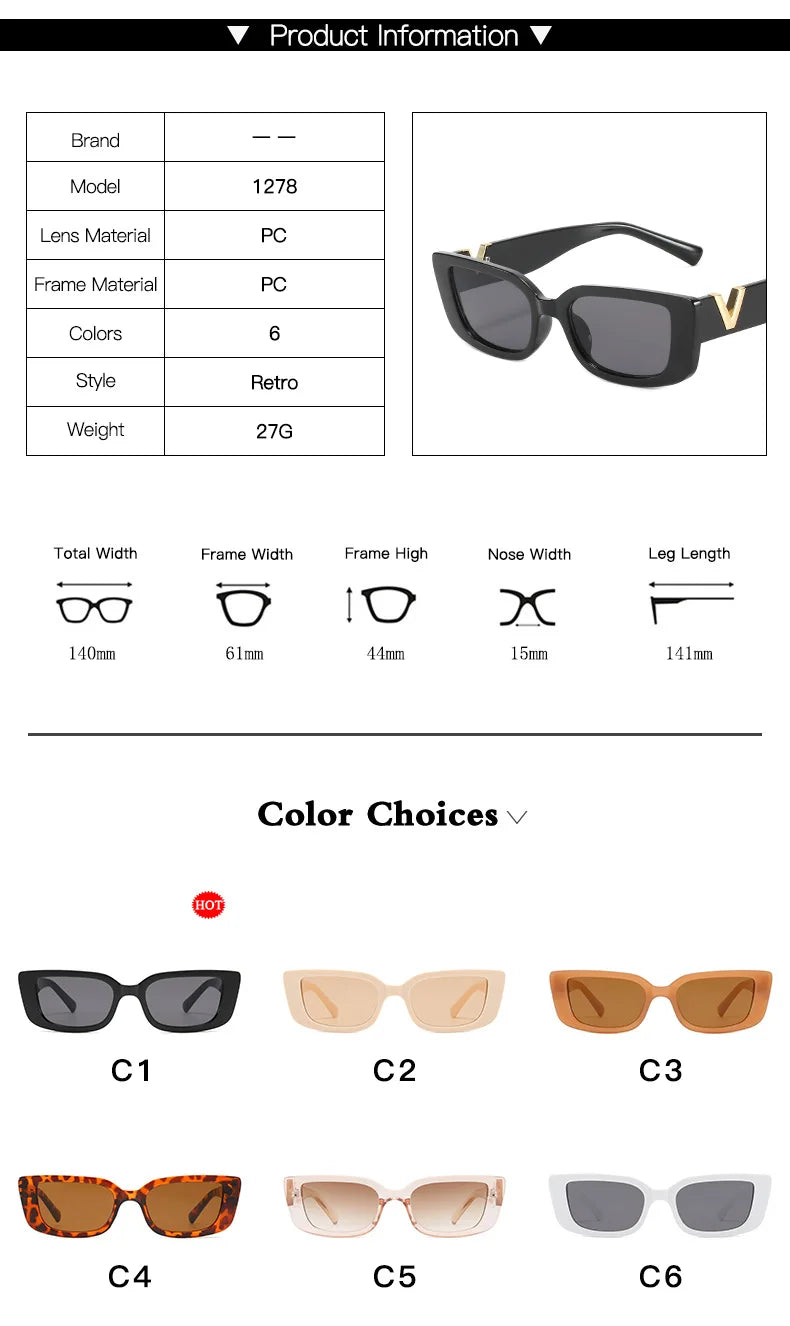 Vintage Designer Small Square Sunglasses – Classic Black Women’s Shades