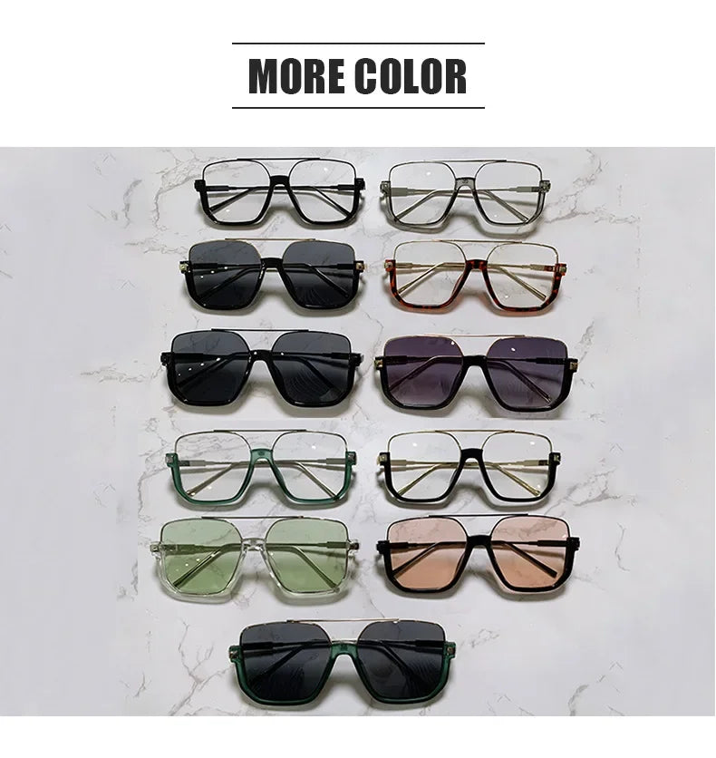Retro Pilot Metal Sunglasses – Korean Style Square UV400 Shades for Women