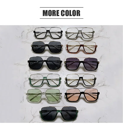 Retro Pilot Metal Sunglasses – Korean Style Square UV400 Shades for Women