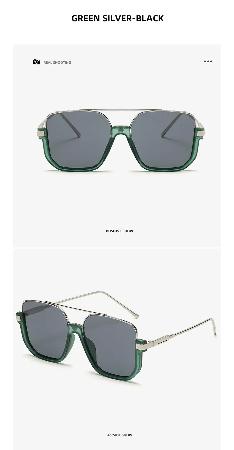 Retro Pilot Metal Sunglasses – Korean Style Square UV400 Shades for Women