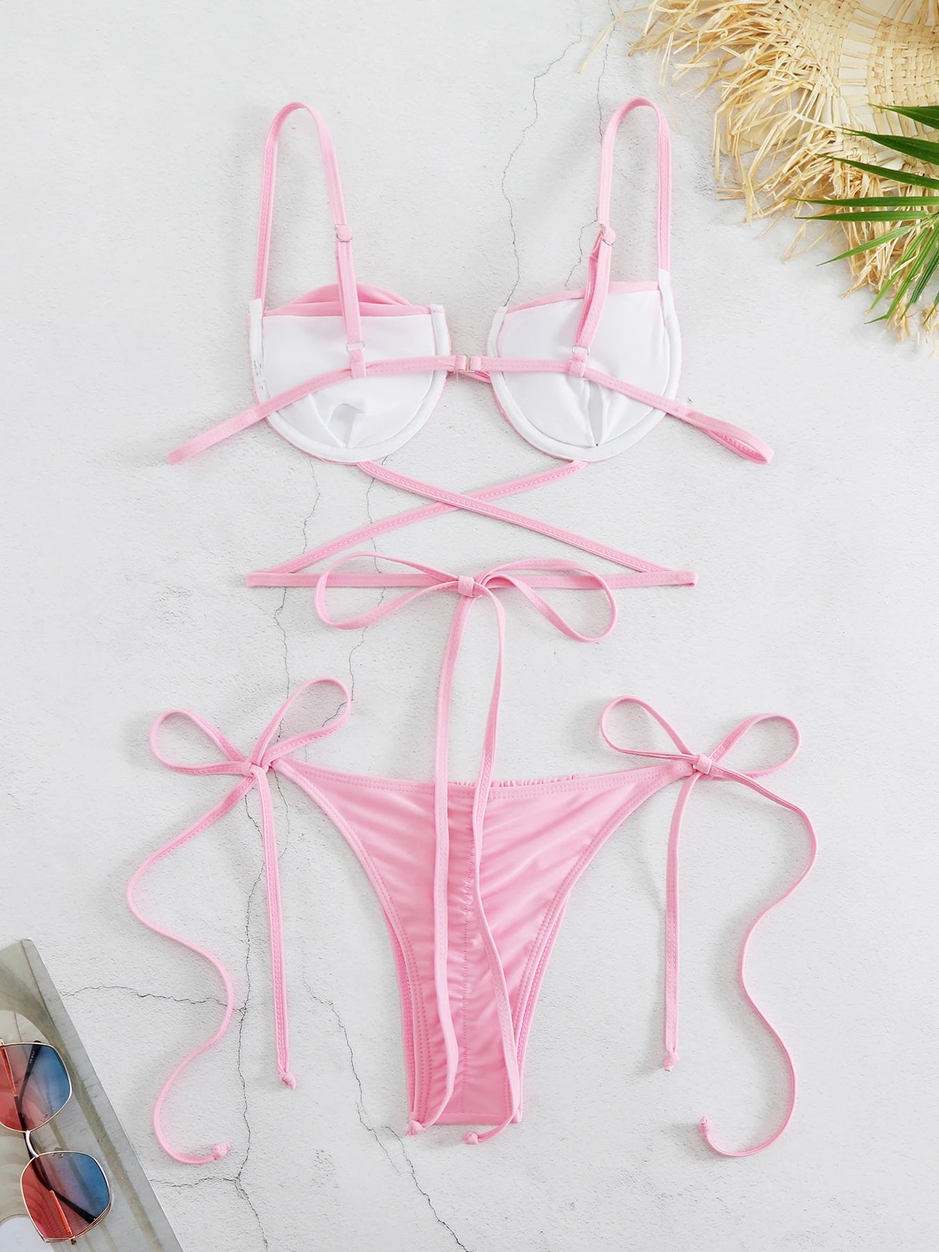 2026 Sexy Pleated Micro Bikini Set for Women – Halter High Cut Brazilian Swimsuit, Beachwear Bathing Suit