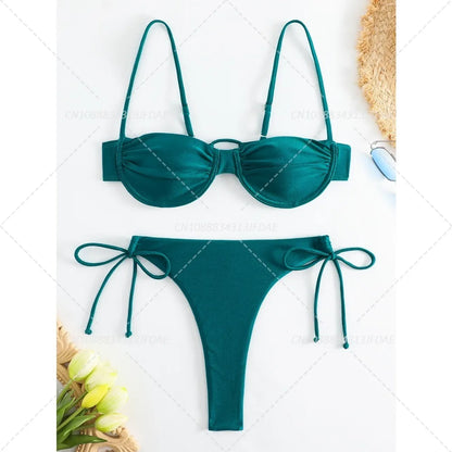 Gradient Orange High Waist Bikini Set – Women’s Print Beach Swimsuit