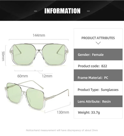 Retro Pilot Metal Sunglasses – Korean Style Square UV400 Shades for Women