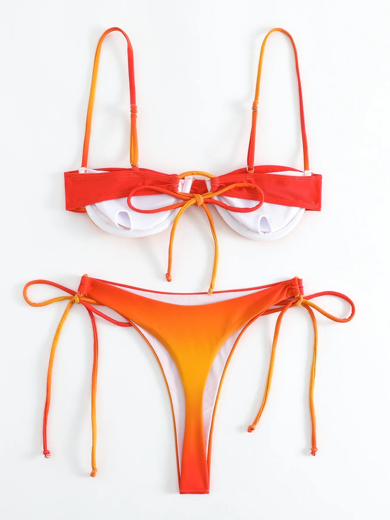 Gradient Orange High Waist Bikini Set – Women’s Print Beach Swimsuit