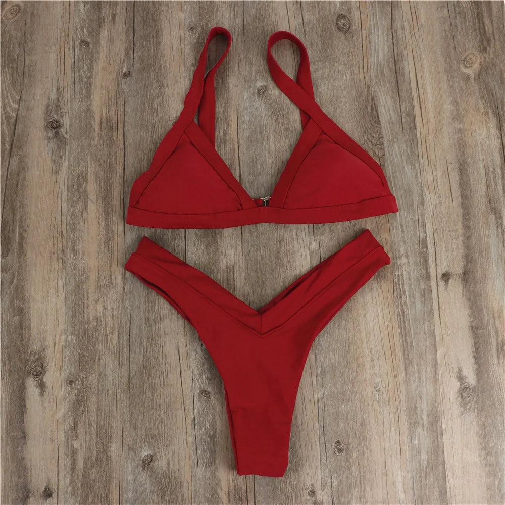 Sexy Push Up Triangle Bikini Set – Women’s Y2K Two Piece Swimwear