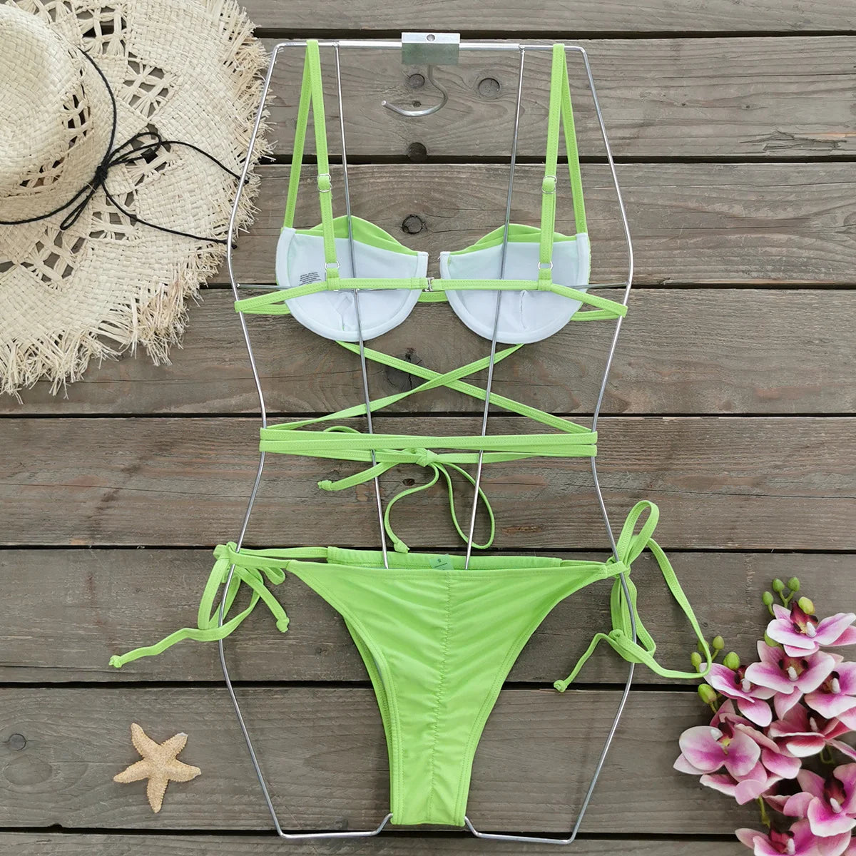 2026 Sexy Pleated Micro Bikini Set for Women – Halter High Cut Brazilian Swimsuit, Beachwear Bathing Suit