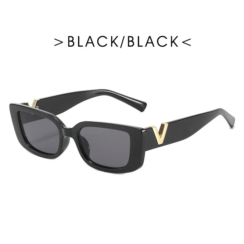 Vintage Designer Small Square Sunglasses – Classic Black Women’s Shades