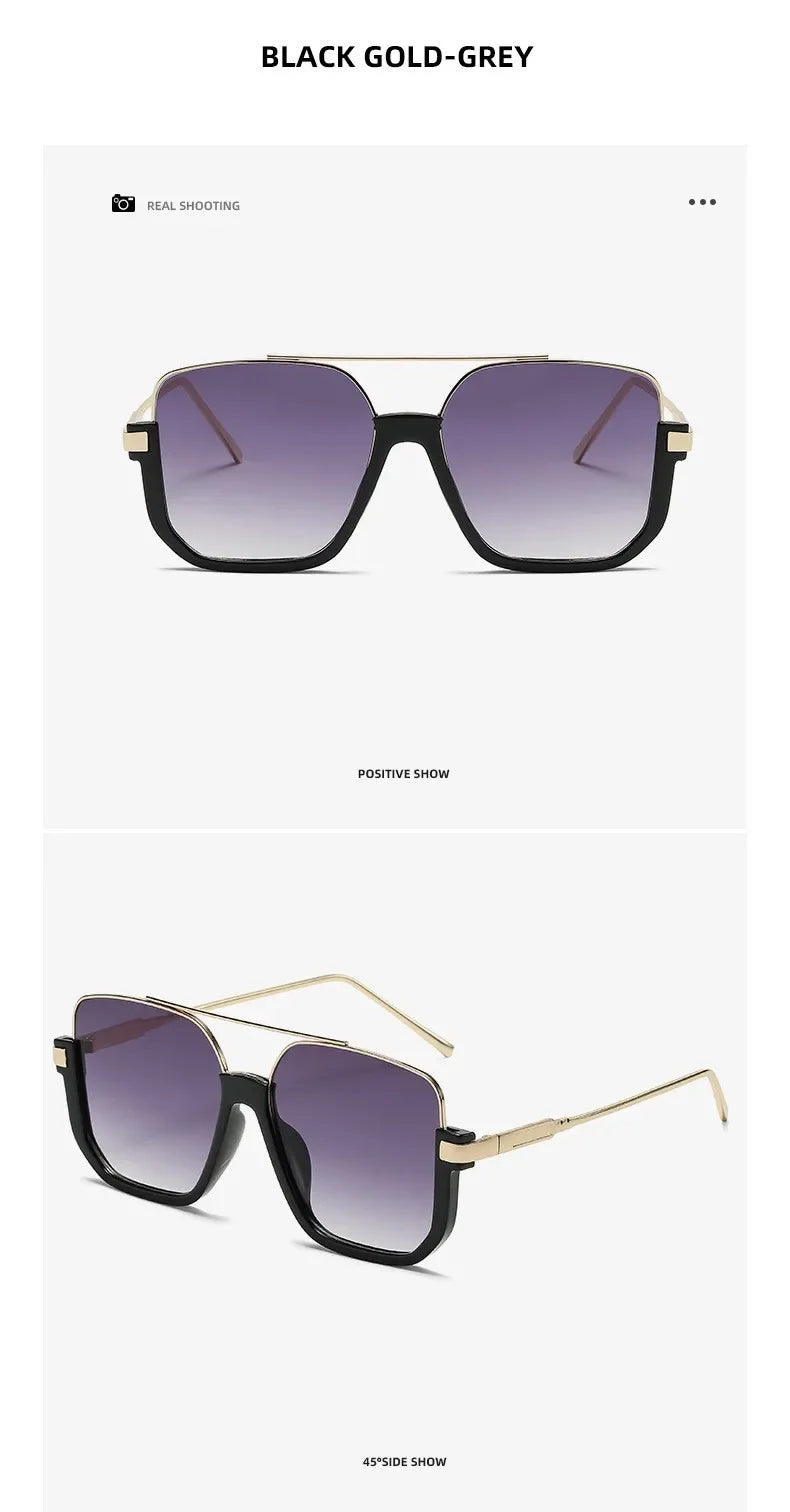 Retro Pilot Metal Sunglasses – Korean Style Square UV400 Shades for Women