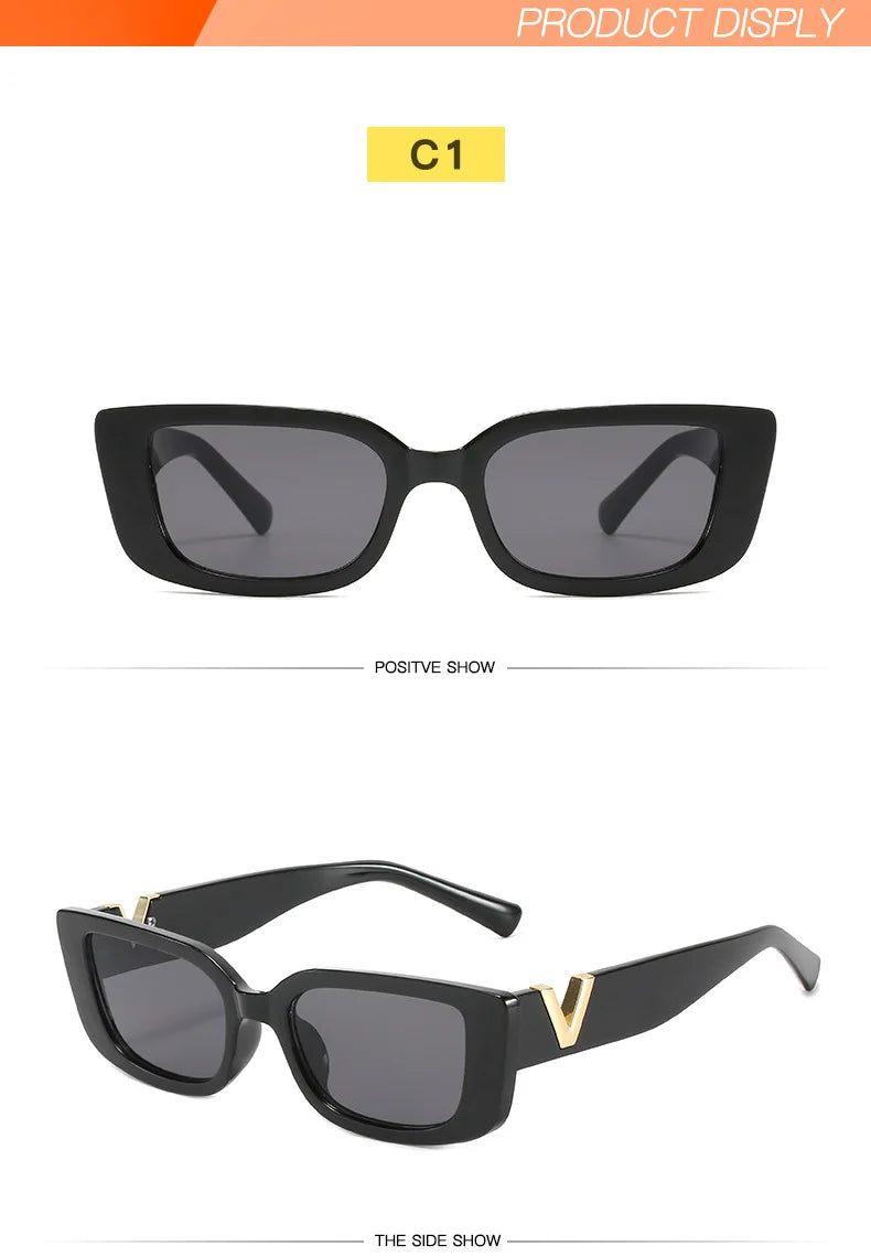 Vintage Designer Small Square Sunglasses – Classic Black Women’s Shades