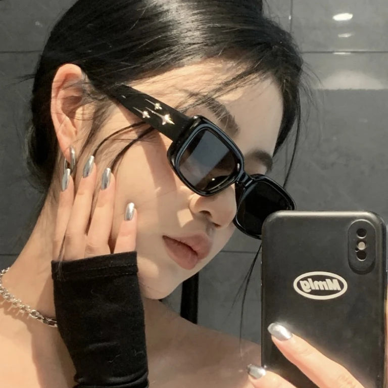 Retro Y2K Small Square Sunglasses – Fashion Cat Eye Mirror Shades