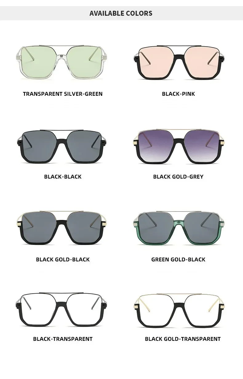 Retro Pilot Metal Sunglasses – Korean Style Square UV400 Shades for Women
