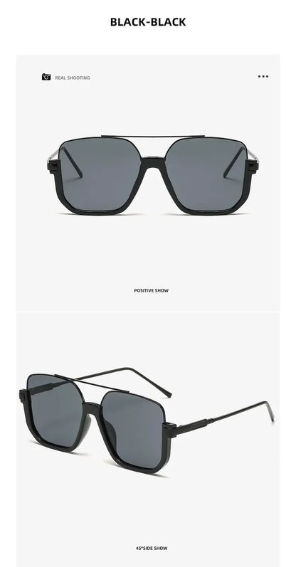 Retro Pilot Metal Sunglasses – Korean Style Square UV400 Shades for Women