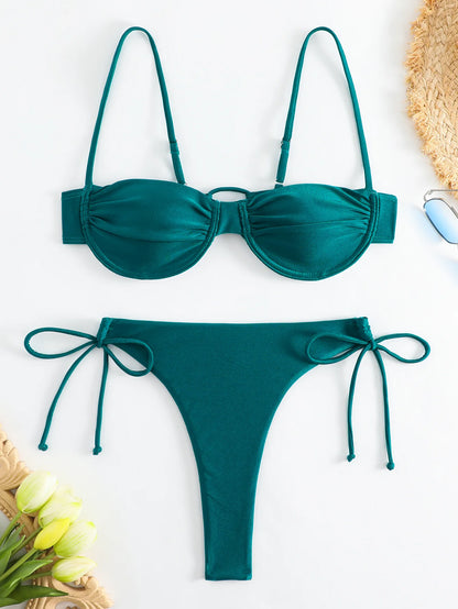 Gradient Orange High Waist Bikini Set – Women’s Print Beach Swimsuit