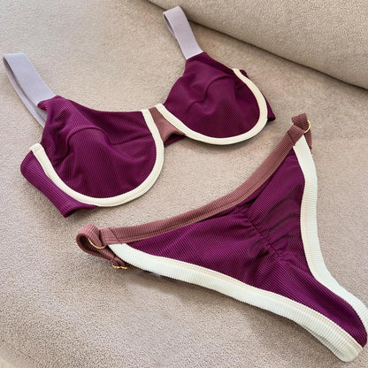 Sexy Push Up Micro Bikini Set – Women’s Brazilian Low Waist Patchwork Swimwear