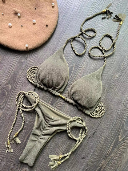 RUOTONGSEPT Sexy Bandage Bikini Set – Brazilian Triangle Two-Piece Swimwear ☀️