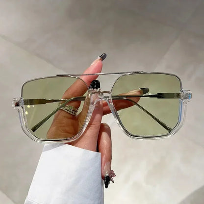 Retro Pilot Metal Sunglasses – Korean Style Square UV400 Shades for Women