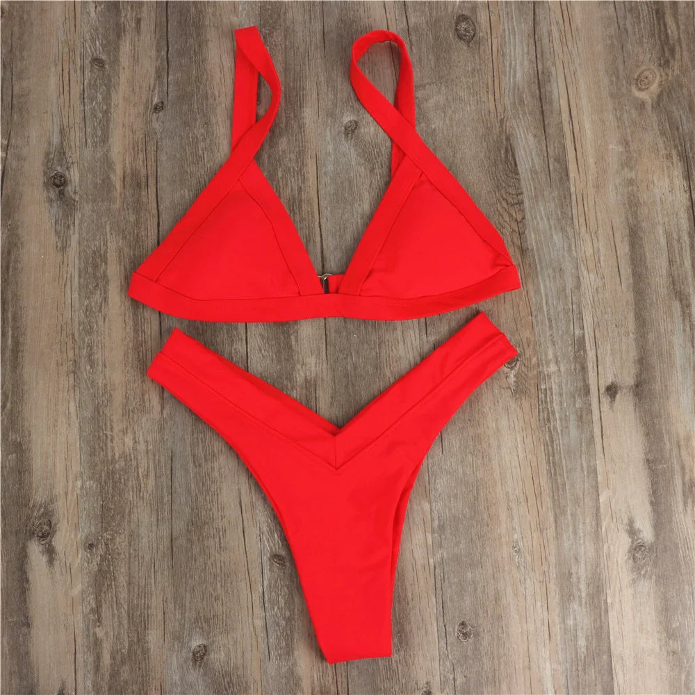 Sexy Push Up Triangle Bikini Set – Women’s Y2K Two Piece Swimwear