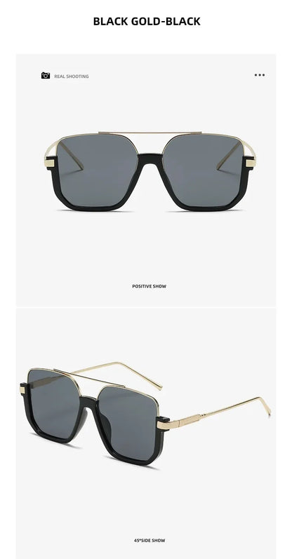 Retro Pilot Metal Sunglasses – Korean Style Square UV400 Shades for Women