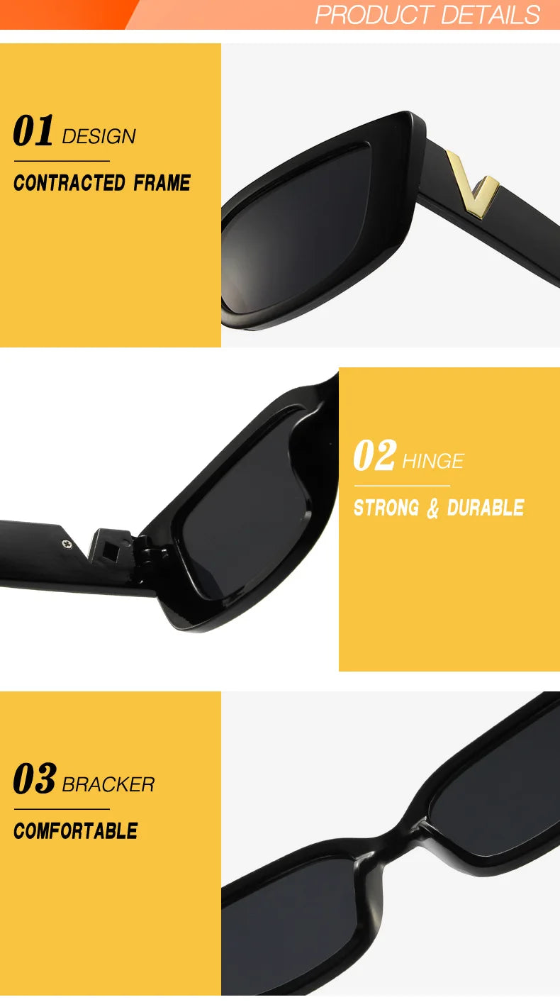 Vintage Designer Small Square Sunglasses – Classic Black Women’s Shades