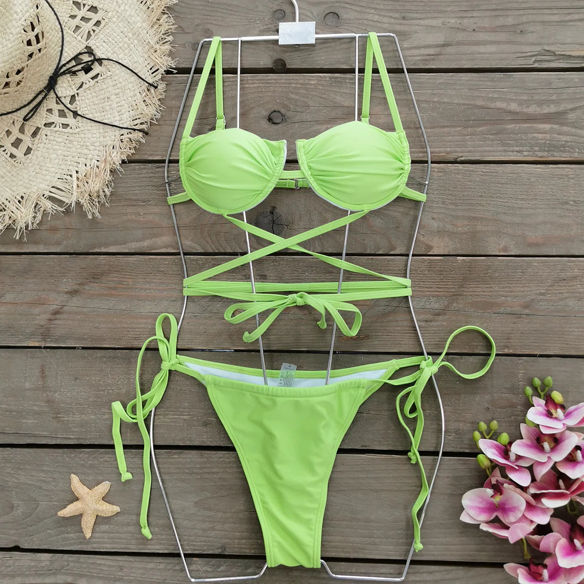 2026 Sexy Pleated Micro Bikini Set for Women – Halter High Cut Brazilian Swimsuit, Beachwear Bathing Suit