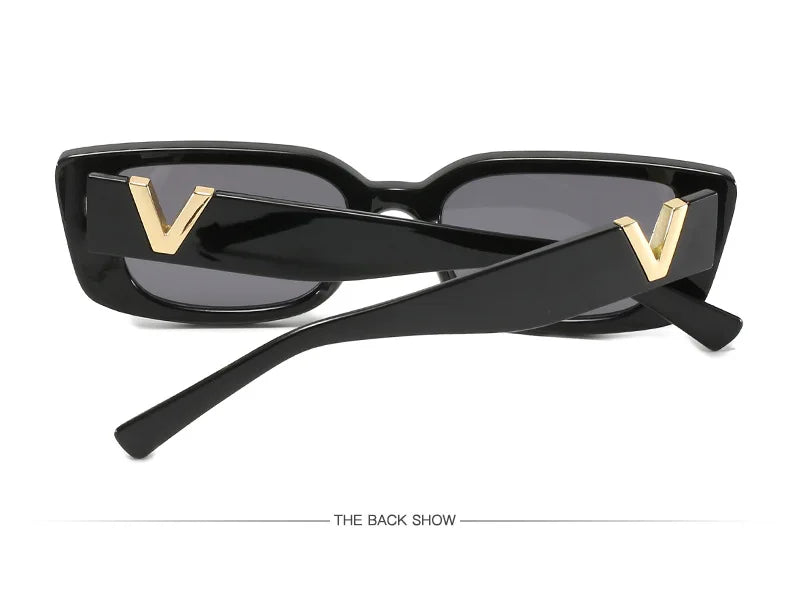Vintage Designer Small Square Sunglasses – Classic Black Women’s Shades