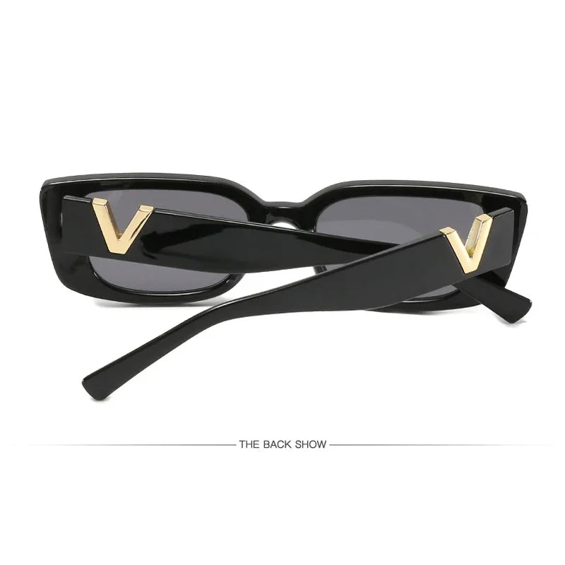 Vintage Designer Small Square Sunglasses – Classic Black Women’s Shades