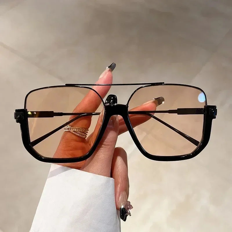 Retro Pilot Metal Sunglasses – Korean Style Square UV400 Shades for Women
