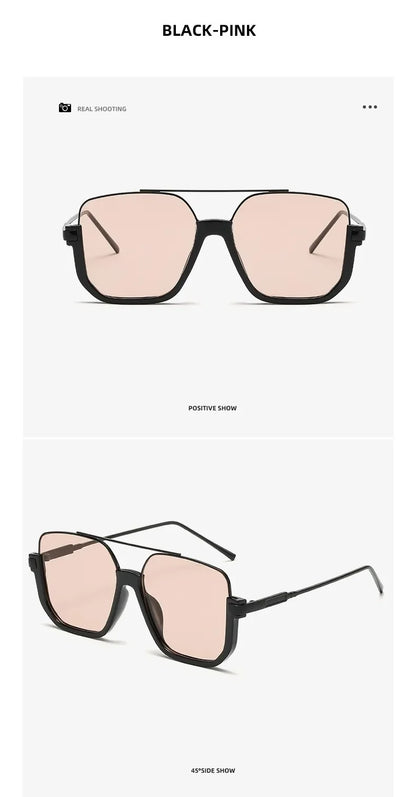 Retro Pilot Metal Sunglasses – Korean Style Square UV400 Shades for Women