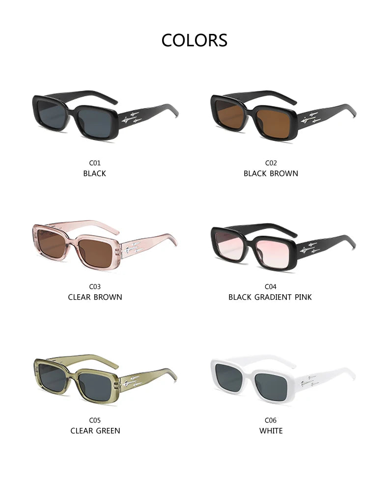 Retro Y2K Small Square Sunglasses – Fashion Cat Eye Mirror Shades