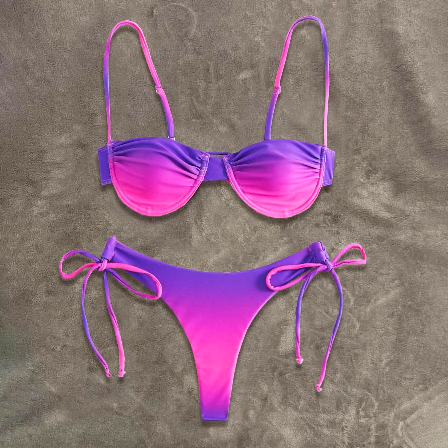 Sexy Push Up Micro Bikini Set – Women’s Brazilian Low Waist Patchwork Swimwear