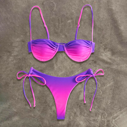 Sexy Push Up Micro Bikini Set – Women’s Brazilian Low Waist Patchwork Swimwear