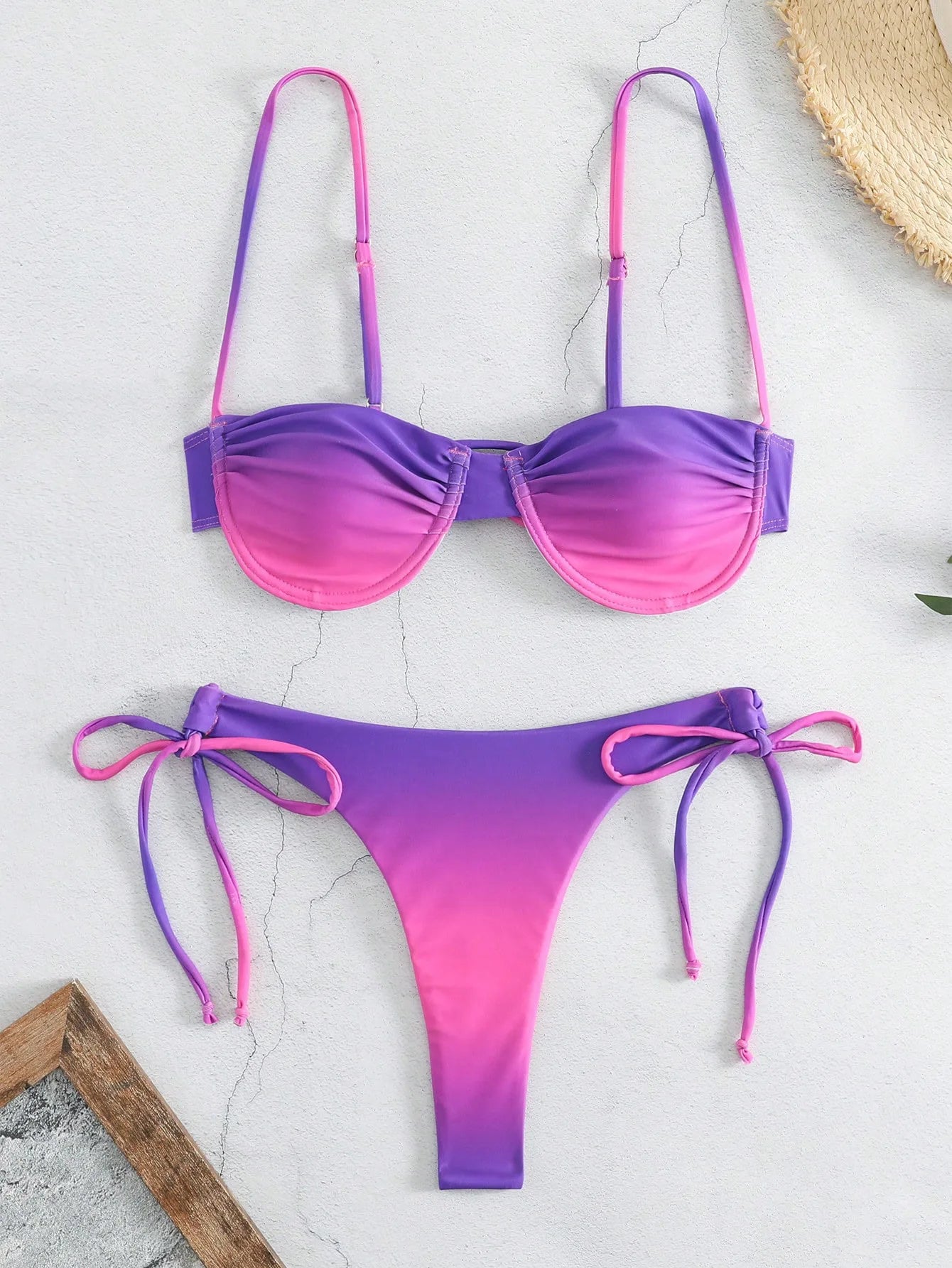 Gradient Orange High Waist Bikini Set – Women’s Print Beach Swimsuit