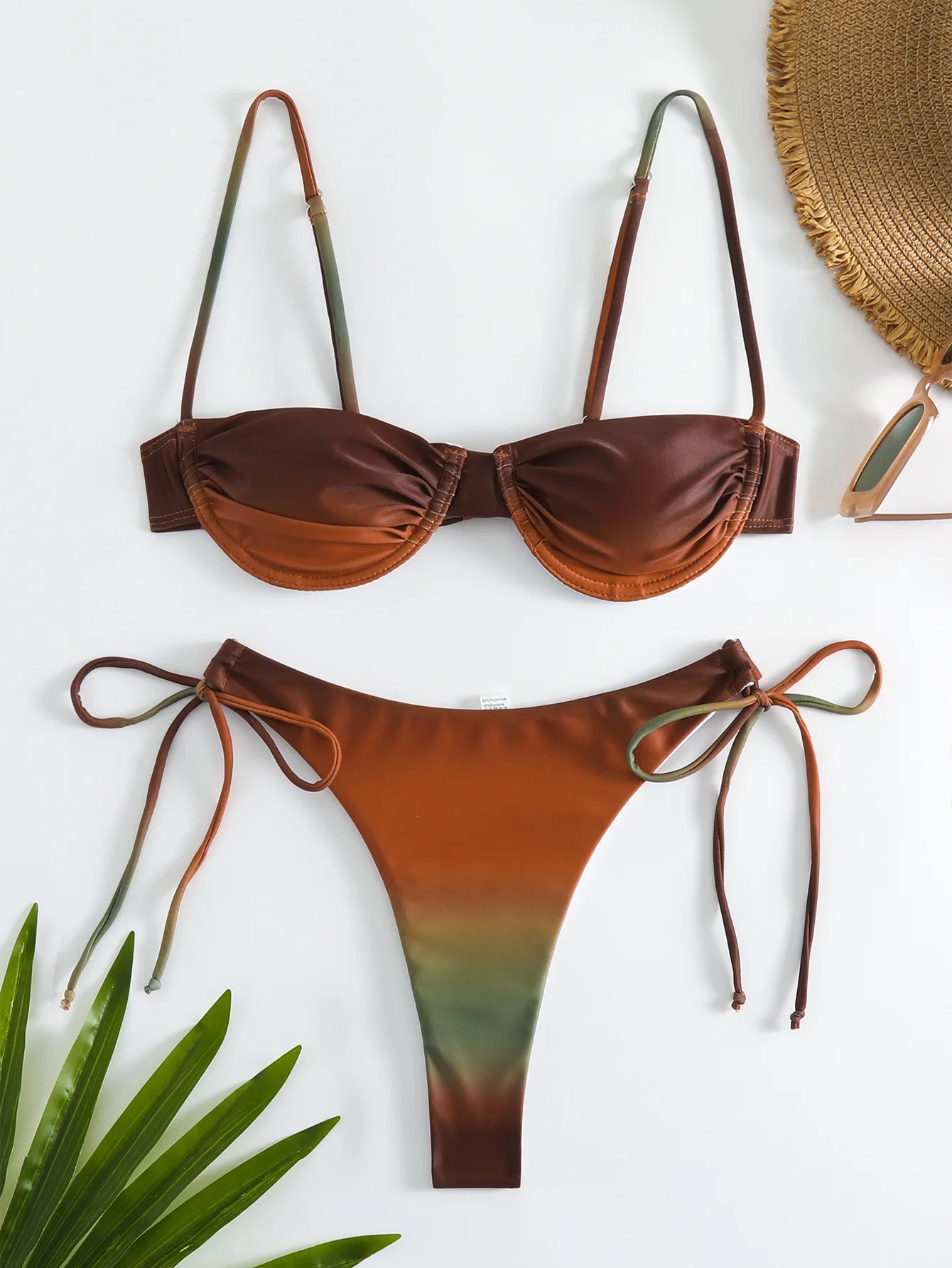 Gradient Orange High Waist Bikini Set – Women’s Print Beach Swimsuit