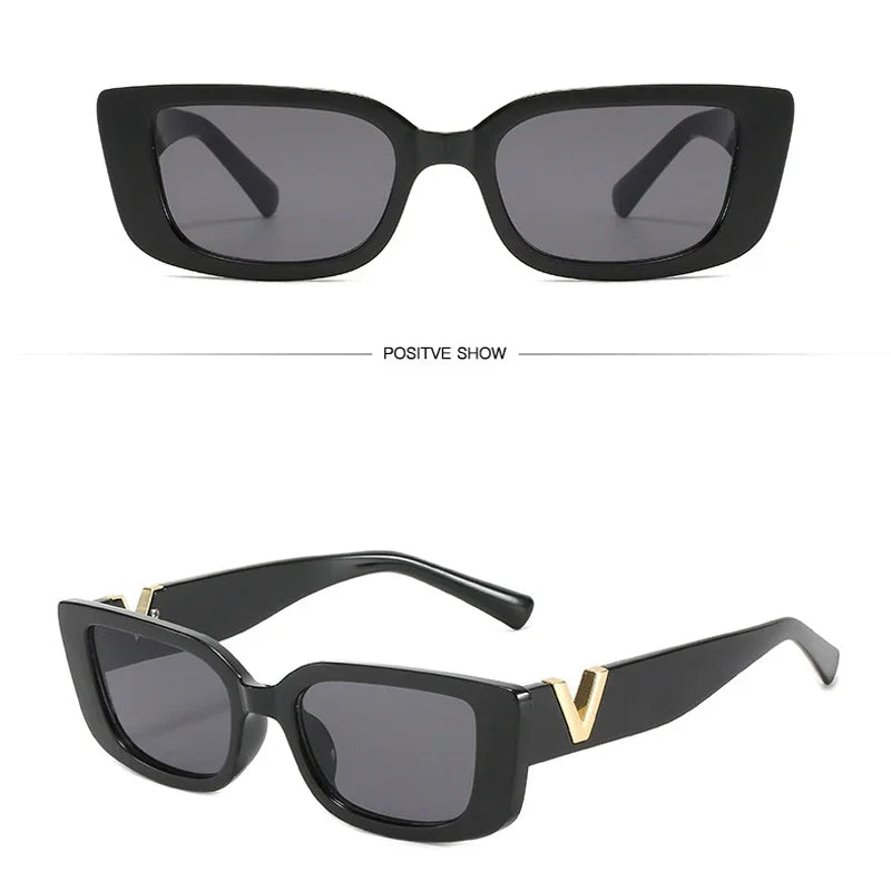 Vintage Designer Small Square Sunglasses – Classic Black Women’s Shades