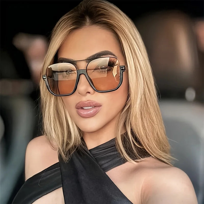 Retro Pilot Metal Sunglasses – Korean Style Square UV400 Shades for Women