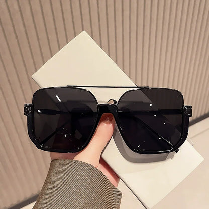 Retro Pilot Metal Sunglasses – Korean Style Square UV400 Shades for Women