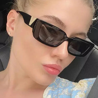 Vintage Designer Small Square Sunglasses – Classic Black Women’s Shades