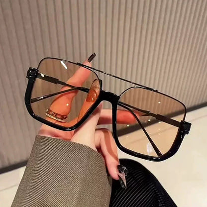 Retro Pilot Metal Sunglasses – Korean Style Square UV400 Shades for Women