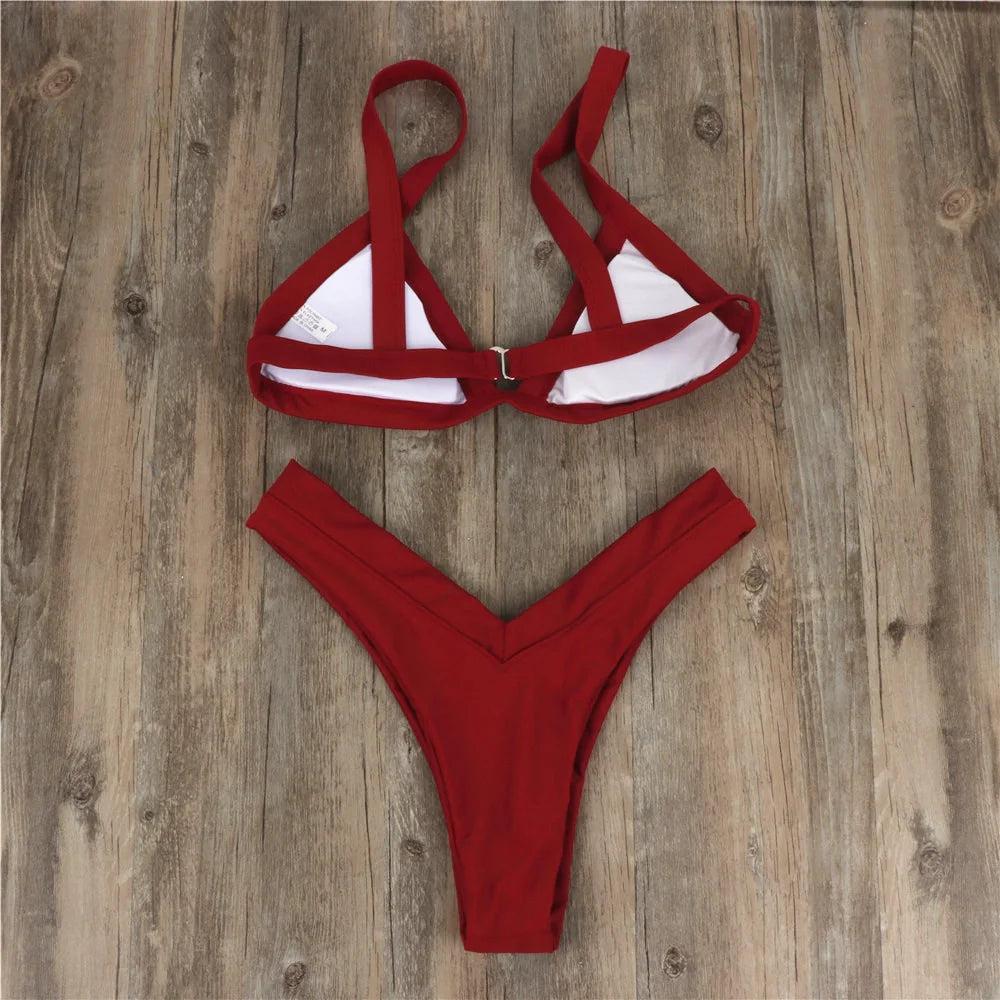 Sexy Push Up Triangle Bikini Set – Women’s Y2K Two Piece Swimwear